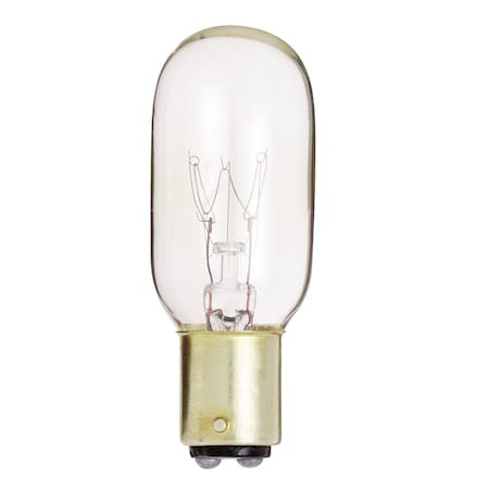 Satco Bulb, Incandescent, 25W, T8, Bayonet Double Contact Base, Sign & Indicator S3909